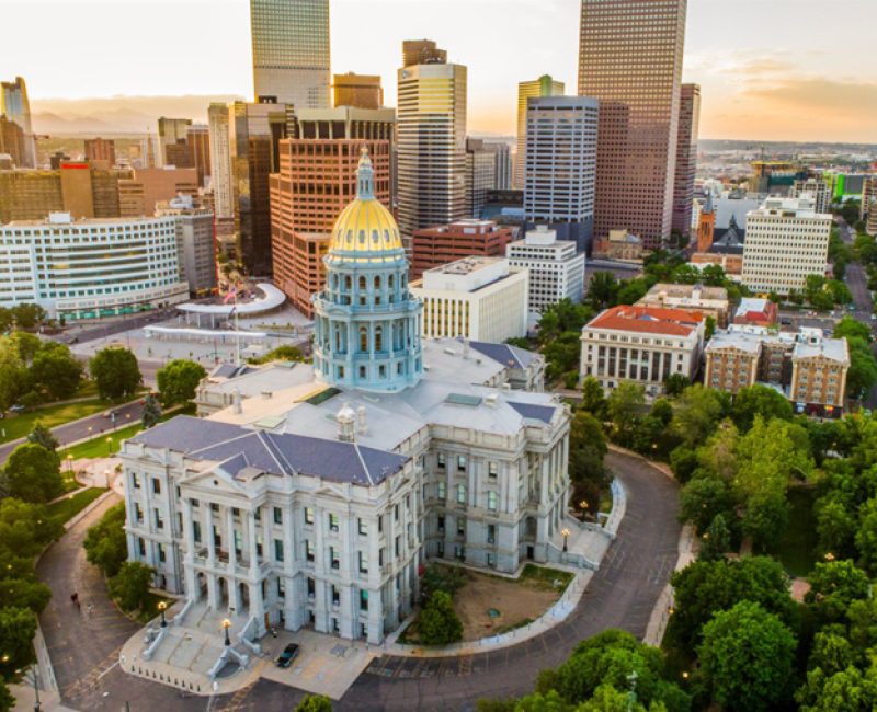 capitol aerial shot sunset